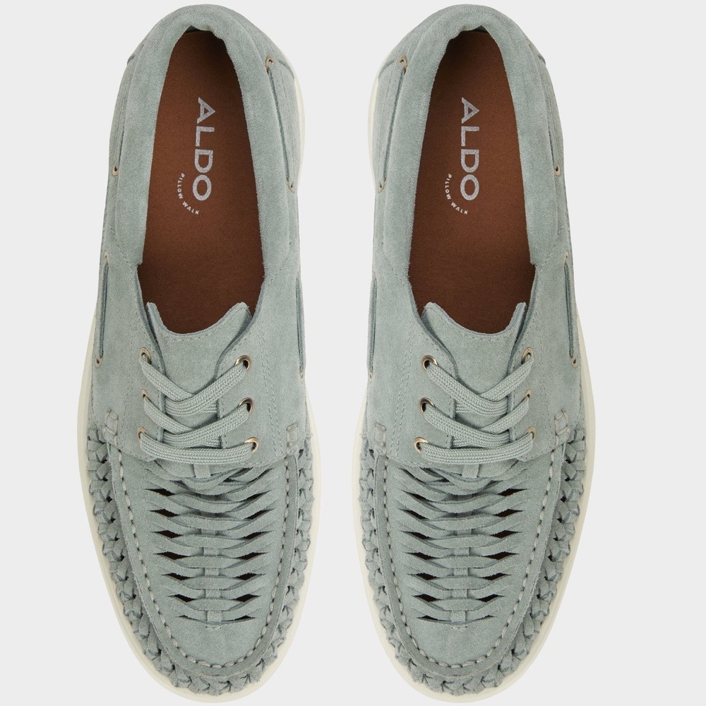 Aldo Mikal Mens Sage Suede Boat Shoes Pillow Walk Woven Lace Up Mikal-311 Size 7